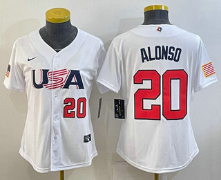 Womens USA Baseball #20 Pete Alonso Number 2023 White World Classic Stitched Jersey,We sell and wholesale Womens USA Baseball #20 Pete Alonso Number 2023 White World Classic Stitched Jersey on line form chian!